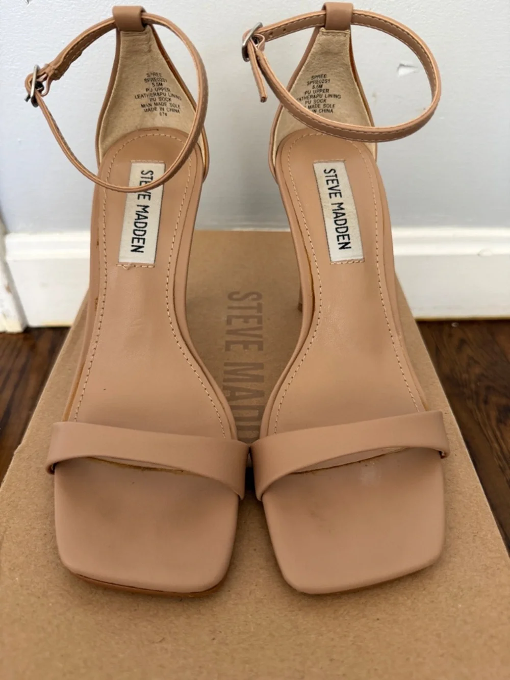 Steve Madden Nude/Tan Ankle-Strap Block Heel Sandals - Picture 1 of 8